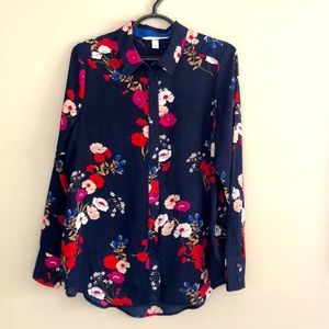 Navy and Floral print Blouse